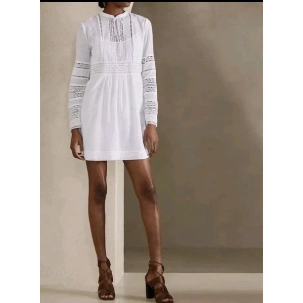 Banana Republic Diora Mini Dres Size L White Embrodery‎